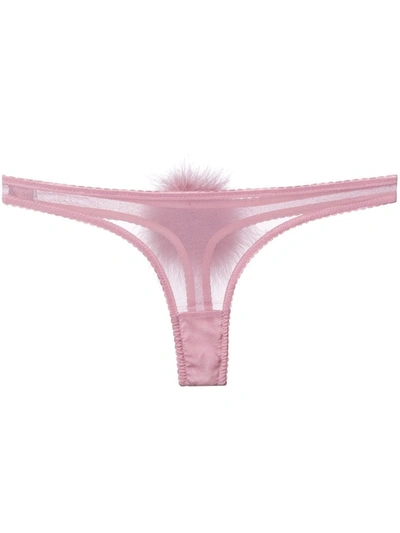 Shop Gilda & Pearl Diana Georgette Pompom Thong In Pink