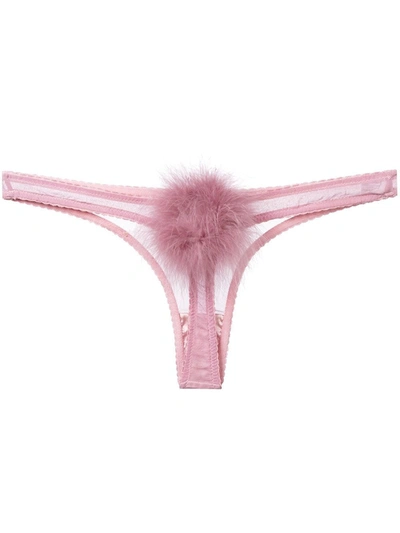 Shop Gilda & Pearl Diana Georgette Pompom Thong In Pink