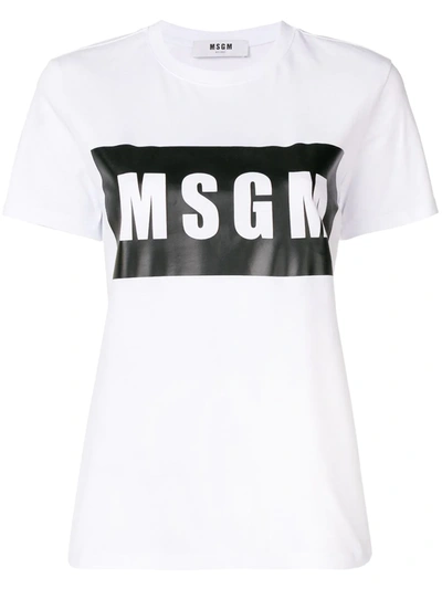 Msgm Box Logo T-shirt In White In White
