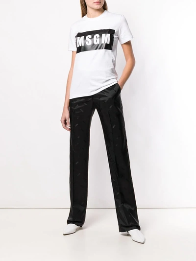 Msgm Box Logo T-shirt In White In White