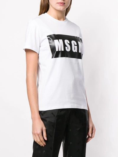 Msgm Box Logo T-shirt In White In White