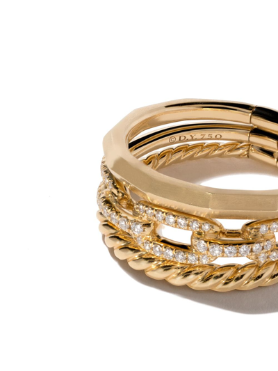 David Yurman 18kt Yellow Gold Stax Diamond Narrow Ring In 88adi