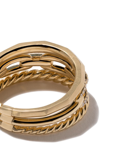 David Yurman 18kt Yellow Gold Stax Diamond Narrow Ring In 88adi