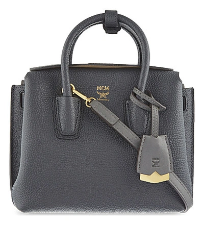 Mcm 'mini Milla' Leather Tote In Phantom Grey