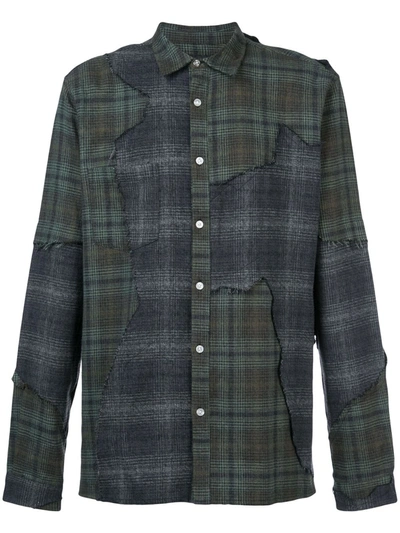 Shop Mostly Heard Rarely Seen Distressed Plaid Shirt In Green