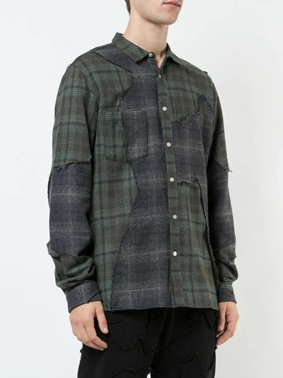 Mostly Heard Rarely Seen Distressed Plaid Shirt In Green