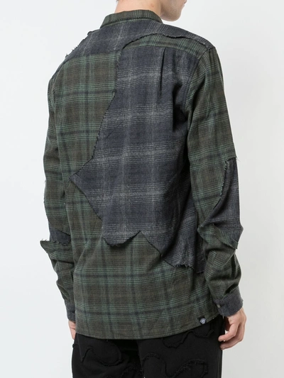 Mostly Heard Rarely Seen Distressed Plaid Shirt In Green