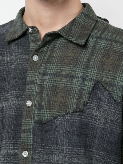 Shop Mostly Heard Rarely Seen Distressed Plaid Shirt In Green