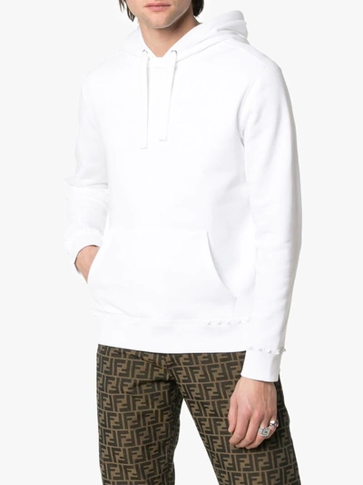 Shop Valentino Rockstud Embellished Cotton Blend Hoodie In White