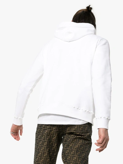 Shop Valentino Rockstud Embellished Cotton Blend Hoodie In White
