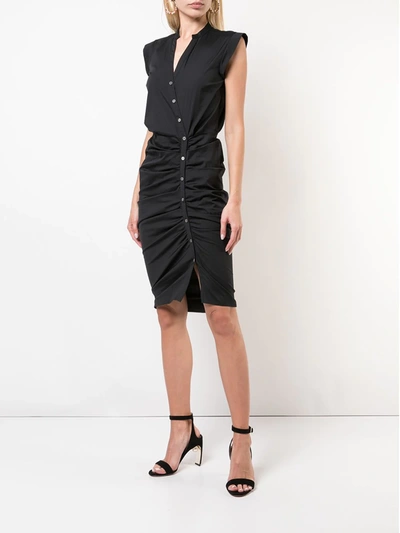 Shop Veronica Beard Ruched Shirt Dress In Black