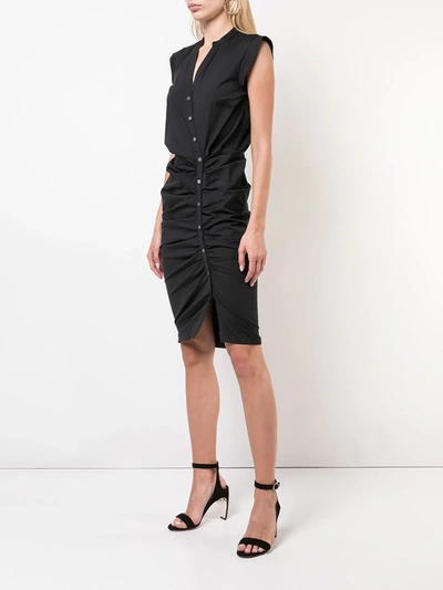 Shop Veronica Beard Ruched Shirt Dress In Black