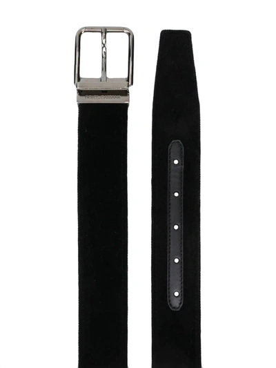 Shop Dolce & Gabbana Buckled Velvet Belt In Black