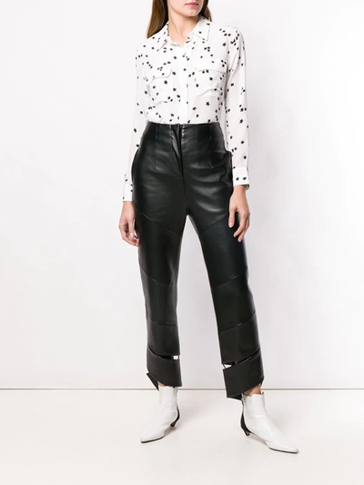Equipment White Shirt With All-over Star Motif And Patch Pockets On The Chest In Silk Woman In White