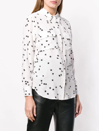 Equipment White Shirt With All-over Star Motif And Patch Pockets On The Chest In Silk Woman In White