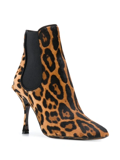 Shop Dolce & Gabbana Leopard Print Stiletto Boots In Brown