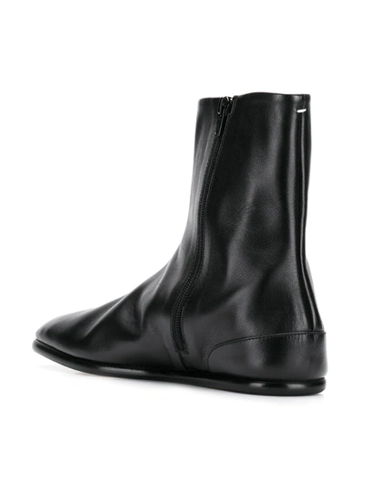 Maison Margiela Black Tabi Leather Ankle Boots In Black