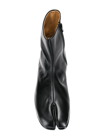 Maison Margiela Black Tabi Leather Ankle Boots In Black