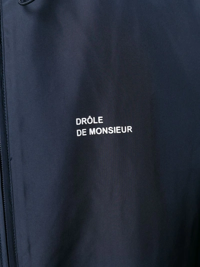 Shop Drôle De Monsieur Graphic-print Zipped Parka In Blue