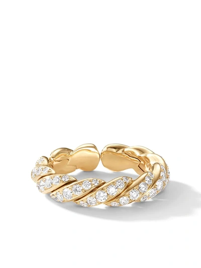 Shop David Yurman 18kt Yellow Gold Pavéflex Diamond Band Ring In 88adi