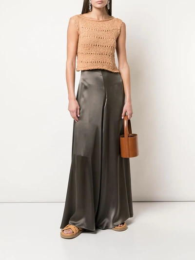 Voz Charmeuse Palazzo Trousers In Brown
