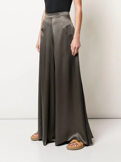 Voz Charmeuse Palazzo Trousers In Brown