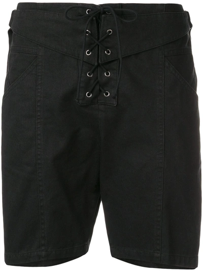 Shop Saint Laurent Lace-up Shorts In Black