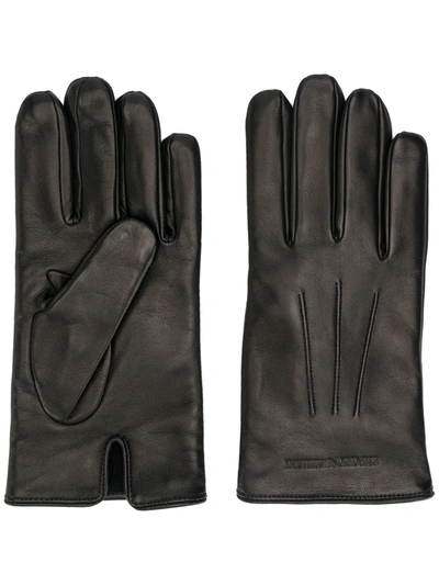 Shop Emporio Armani Engraved Logo Gloves In Black