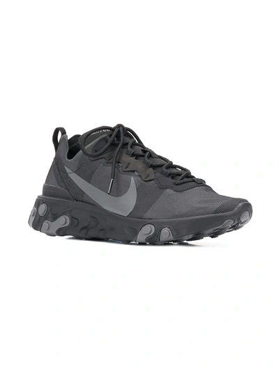 Shop Nike React Element 55 "triple Black" Sneakers