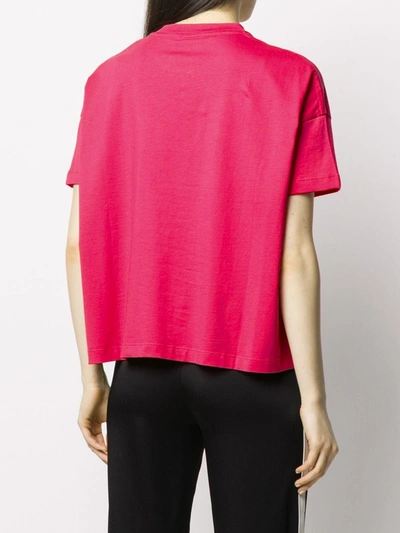 Moncler Pink Logo-print Cotton T-shirt In Fuchsia | ModeSens