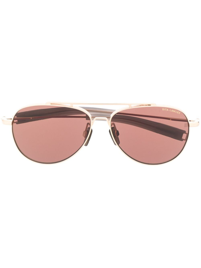 Shop Dita Eyewear Pilot-frame Sunglasses In Gold
