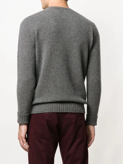 Drumohr Grey Lamb Wool Classic Jumper In Grey