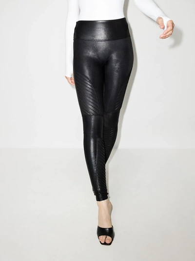 Shop Spanx Faux-leather High-rise Leggings In Black