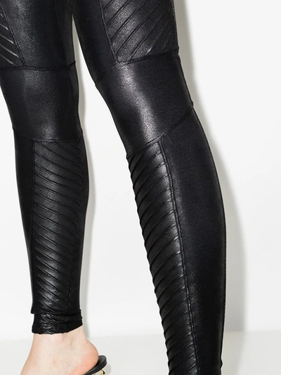 Shop Spanx Faux-leather High-rise Leggings In Black