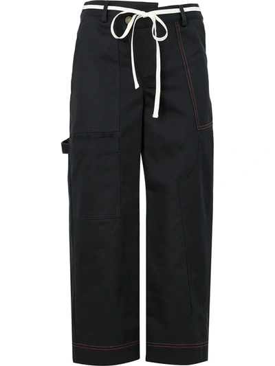 Shop Monse Wide Leg Cargo Trousers In Blue