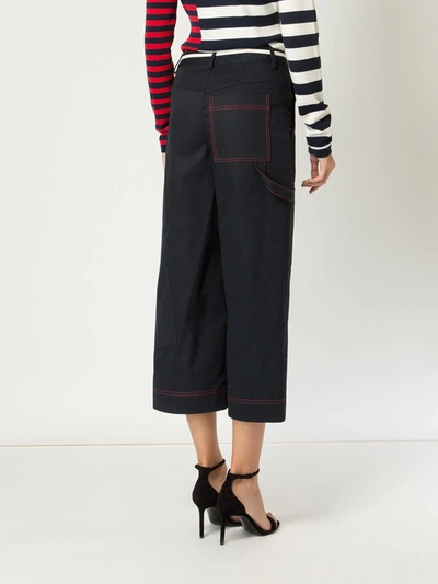 Shop Monse Wide Leg Cargo Trousers In Blue