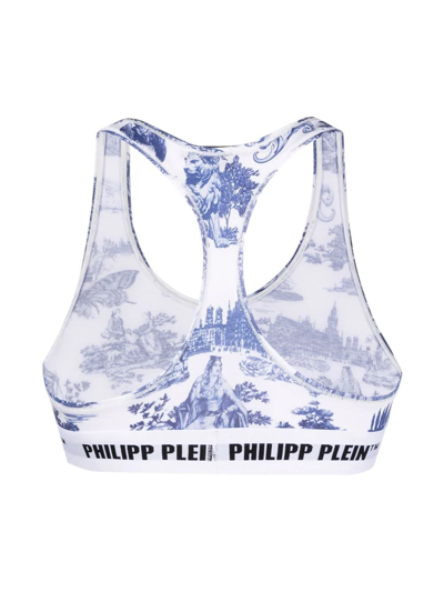 Shop Philipp Plein En Plein Air Logo Bra In White