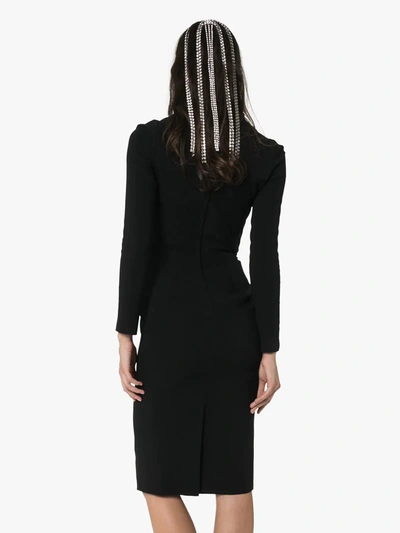 Dolce & Gabbana Long-sleeve Square-neck Midi Dress In Black