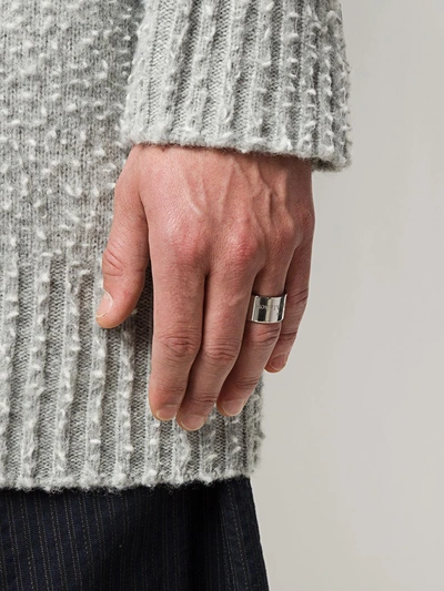 Maison Margiela Silver Polished Wide Logo Ring In Metal | ModeSens