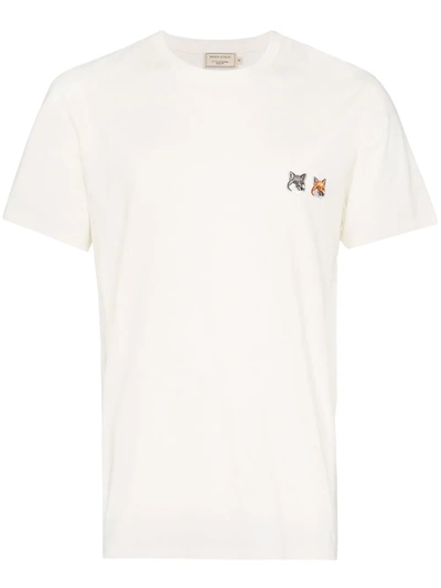 Shop Maison Kitsuné Logo-patch T-shirt In White