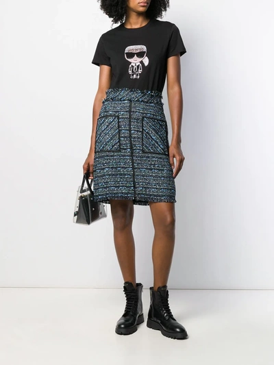 Shop Karl Lagerfeld Iconic Embellished T-shirt In Black