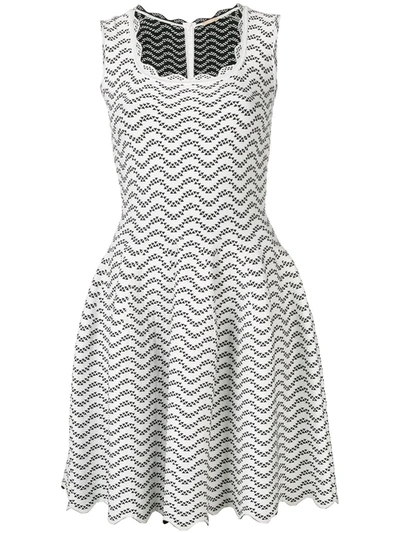 Pre-owned Alaïa Geometric Patterned Flared Dress In White