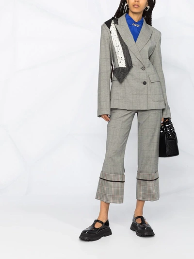 Monse Cropped Checked Wool-blend Straight-leg Pants In Black