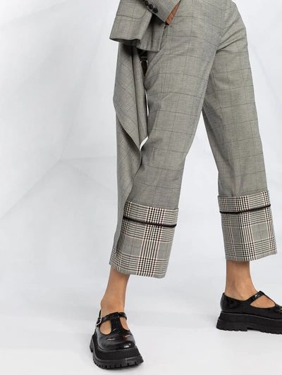 Monse Cropped Checked Wool-blend Straight-leg Pants In Black