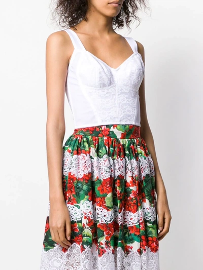 Dolce & Gabbana White Lace-embroidered Corset-style Bustier In White