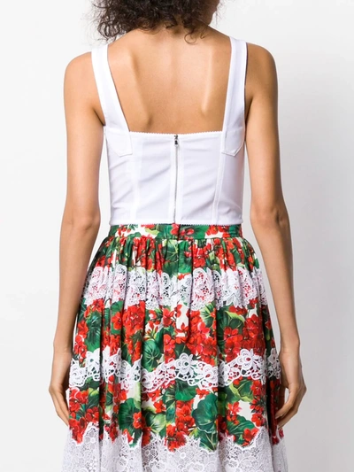 Dolce & Gabbana White Lace-embroidered Corset-style Bustier In White