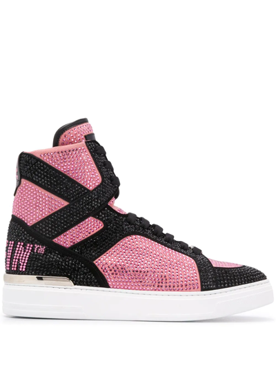 Shop Philipp Plein Money Beast High-top Sneakers In Pink