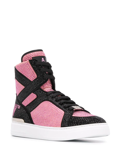 Shop Philipp Plein Money Beast High-top Sneakers In Pink