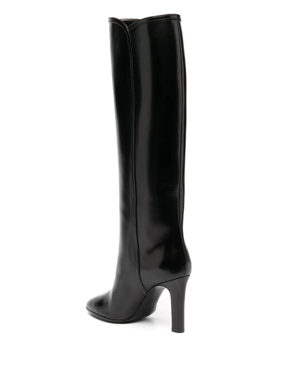 Saint Laurent Jane Monogram Boots In Smooth Leather In Black