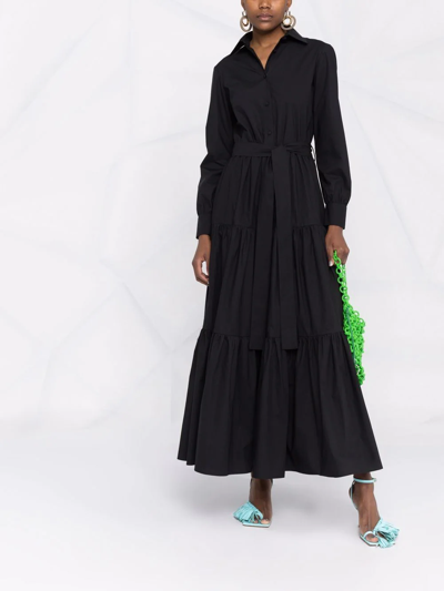 Shop La Doublej Long-sleeve Tied-waist Dress In Black